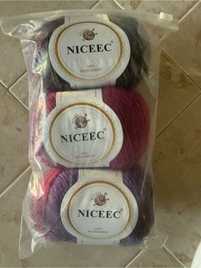 NICEEC Multicolor Gradient Rainbow Wool Yarn Bundle - Purple, Pink, Gray